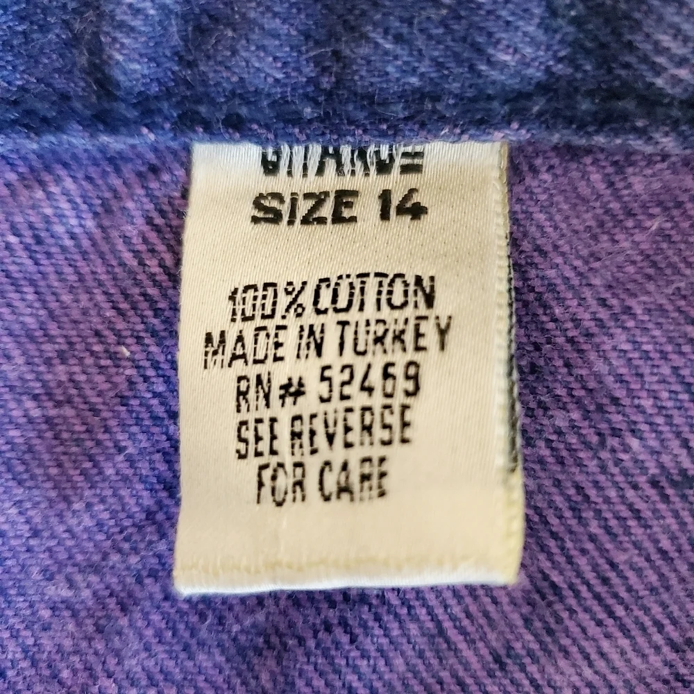 7256 * Gitano Vintage Button Fly Tapered Leg Jeans Purple Size 14 80s - Picture 3 of 11